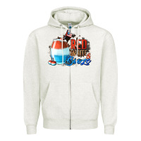 Oatmeal Heather Red White  Booze With Cowhide Background Zipper Hoodie - Jasminsmagicworld
