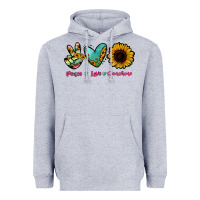 Heather Grey Peace Love Sunshine Heavyweight Hoodie - RanaPortraitStore
