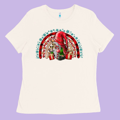 Festive Gnome With Gifts Ladies Tee Designed By Cowhidedigitalart