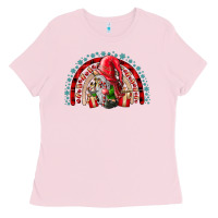 Bubblegum Pink festive gnome with gifts Ladies Tee - CowhideDigitalArt