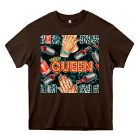 Chocolate Brown nail queen hand and polish with lights and leopard seamless pattern bb Heavy Core Tee - BundleAndBundleShop