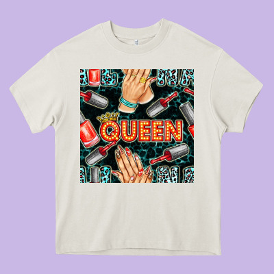 Nail Queen Hand And Polish With Lights And Leopard Seamless Pattern Bb Heavy Core Tee Designed By Bundleandbundleshop