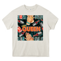 Cream nail queen hand and polish with lights and leopard seamless pattern bb Heavy Core Tee - BundleAndBundleShop