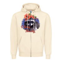 Sandshell Classy But A Little Thrashy Racoon With Flowers Zipper Hoodie - Jasminsmagicworld
