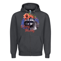 Smoke Classy But A Little Thrashy Racoon With Flowers Zipper Hoodie - Jasminsmagicworld