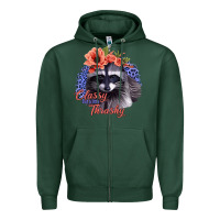Sports Green Classy But A Little Thrashy Racoon With Flowers Zipper Hoodie - Jasminsmagicworld