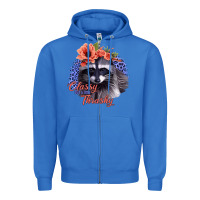 True Royal Classy But A Little Thrashy Racoon With Flowers Zipper Hoodie - Jasminsmagicworld