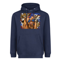 Navy 4th of July Highland Cattle Heavyweight Hoodie - RanaPortraitStore