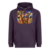 Plum 4th of July Highland Cattle Heavyweight Hoodie - RanaPortraitStore