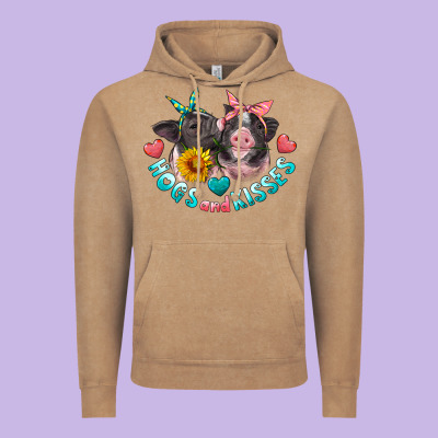 Hogs And Kisses Pigs Vintage Hoodie Designed By Artiststas