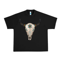 Black Turquoise Bull Skull Urban Heavy Tee - Jasminsmagicworld