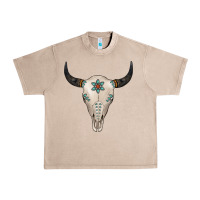 French Oak Turquoise Bull Skull Urban Heavy Tee - Jasminsmagicworld