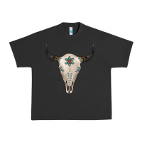 Pigment Black Turquoise Bull Skull Urban Heavy Tee - Jasminsmagicworld