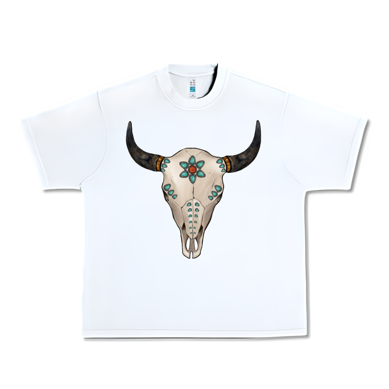 Turquoise Bull Skull Urban Heavy Tee by Jasminsmagicworld | Teevron