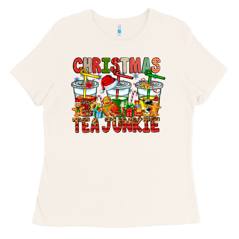 Christmas Tea Junkie Ladies Tee by CowhideDigitalArt | Teevron