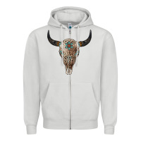 Dove Grey Leopard Bull Skull Zipper Hoodie - Jasminsmagicworld