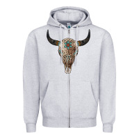 Heather Grey Leopard Bull Skull Zipper Hoodie - Jasminsmagicworld