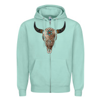 Leopard Bull Skull Zipper Hoodie | Teevron