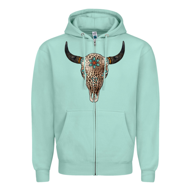 Leopard Bull Skull Zipper Hoodie by Jasminsmagicworld | Teevron