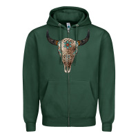 Sports Green Leopard Bull Skull Zipper Hoodie - Jasminsmagicworld