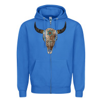 True Royal Leopard Bull Skull Zipper Hoodie - Jasminsmagicworld
