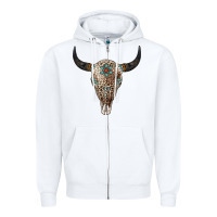 White Leopard Bull Skull Zipper Hoodie - Jasminsmagicworld