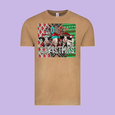 Mooey Christmas Vintage Tee Designed By Cowhidedigitalart