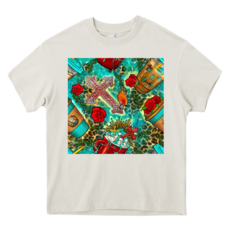 Faith Coffee Cup And Cross With Leopard And Roses Seamless Pattern Bbs Heavy Core Tee by BundleAndBundleShop | Teevron