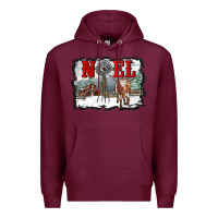 Burgundy noel with windmill and farm Premium Hoodie - RanaPortraitStore