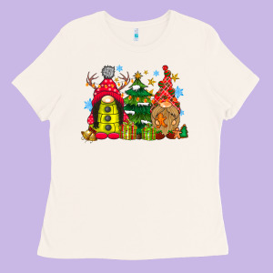 Gnome Christmas Ladies Tee Designed By Cowhidedigitalart