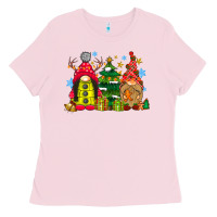 Bubblegum Pink gnome Christmas Ladies Tee - CowhideDigitalArt