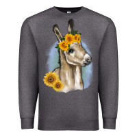 Charcoal Heather Sunflower Baby Donkey Premium Sweatshirt - RanaPortraitStore