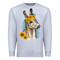 Heather Grey Sunflower Baby Donkey Premium Sweatshirt - RanaPortraitStore