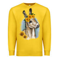 Lemon Sunflower Baby Donkey Premium Sweatshirt - RanaPortraitStore