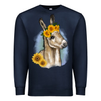 Navy Sunflower Baby Donkey Premium Sweatshirt - RanaPortraitStore