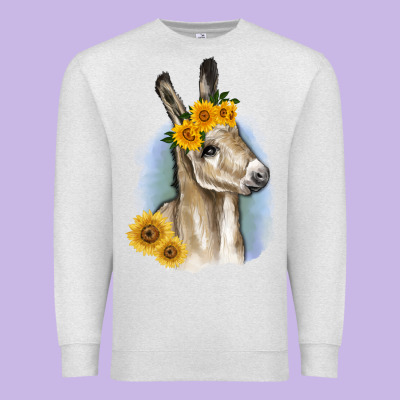 Sunflower Baby Donkey Premium Sweatshirt Designed By Ranaportraitstore