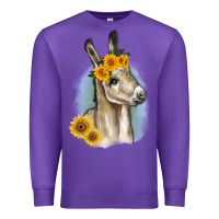 Purple Sunflower Baby Donkey Premium Sweatshirt - RanaPortraitStore