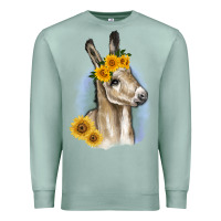 Seafoam Sunflower Baby Donkey Premium Sweatshirt - RanaPortraitStore