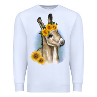 White Sunflower Baby Donkey Premium Sweatshirt - RanaPortraitStore