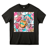 Asphalt hospital nurse coffee cups with leopard seamless pattern bbs Heavy Core Tee - BundleAndBundleShop