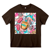 Chocolate Brown hospital nurse coffee cups with leopard seamless pattern bbs Heavy Core Tee - BundleAndBundleShop
