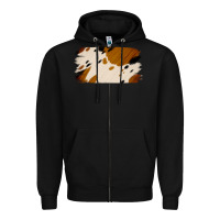 Black Cowhide Black and Light Brown Brushstroke Zipper Hoodie - Jasminsmagicworld