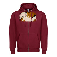 Cowhide Black And Light Brown Brushstroke Zipper Hoodie | Teevron