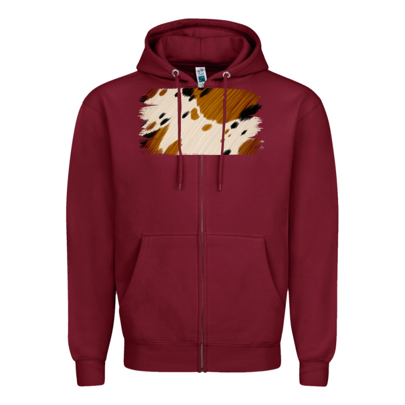 Cowhide Black And Light Brown Brushstroke Zipper Hoodie by Jasminsmagicworld | Teevron