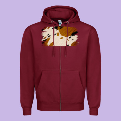Cowhide Black And Light Brown Brushstroke Zipper Hoodie Designed By Jasminsmagicworld