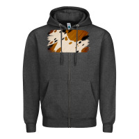 Charcoal Heather Cowhide Black and Light Brown Brushstroke Zipper Hoodie - Jasminsmagicworld