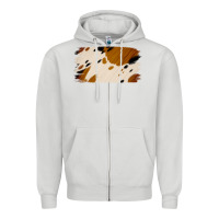 Dove Grey Cowhide Black and Light Brown Brushstroke Zipper Hoodie - Jasminsmagicworld