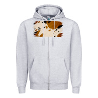 Heather Grey Cowhide Black and Light Brown Brushstroke Zipper Hoodie - Jasminsmagicworld