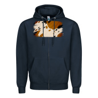 Navy Cowhide Black and Light Brown Brushstroke Zipper Hoodie - Jasminsmagicworld