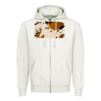 Oatmeal Heather Cowhide Black and Light Brown Brushstroke Zipper Hoodie - Jasminsmagicworld